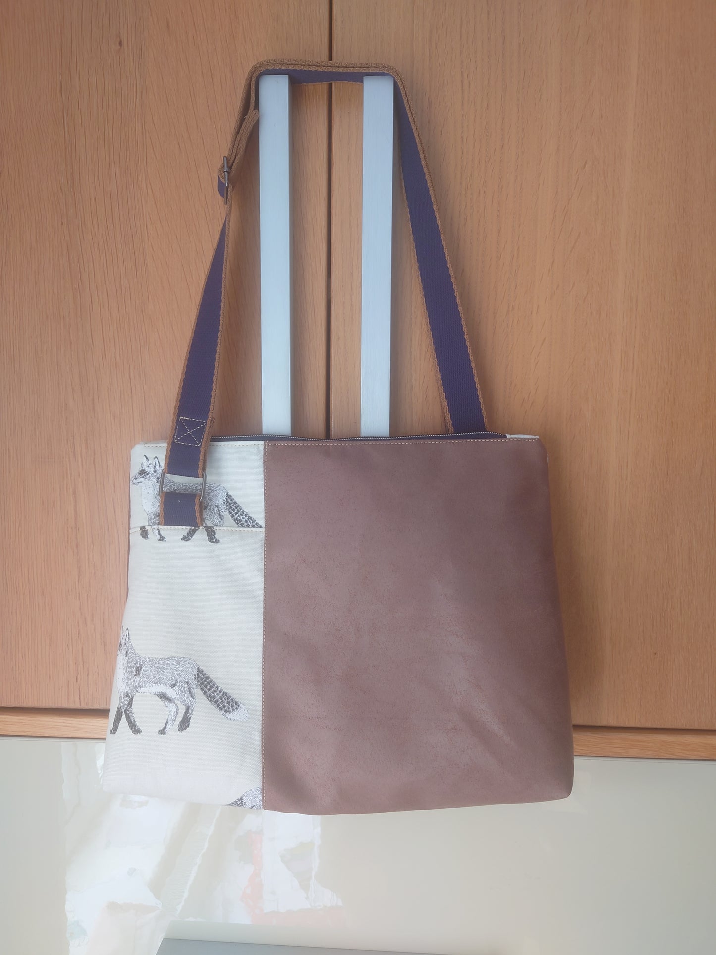 Fox faux leather & cotton Handbag