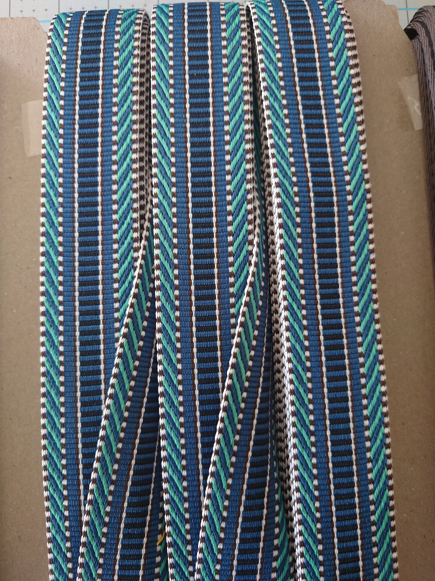 Blue Geometric Webbing 38mm