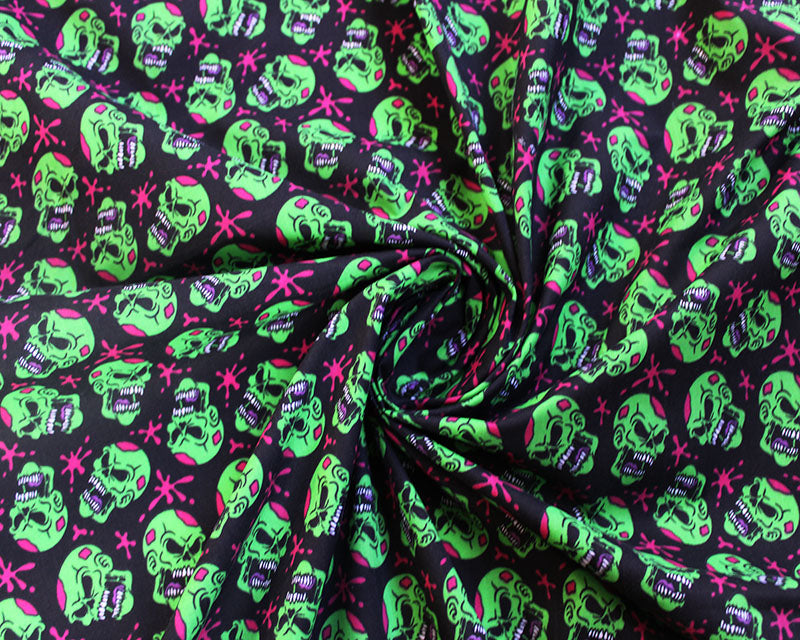 Green Skulls Polycotton