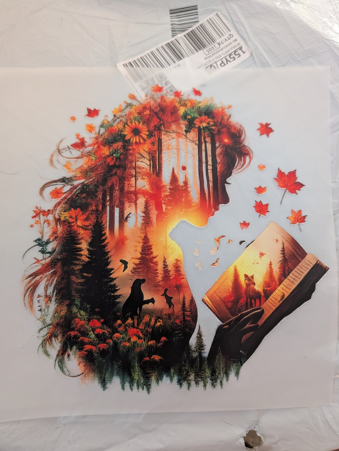 Iron on transfer - autumn girl book
