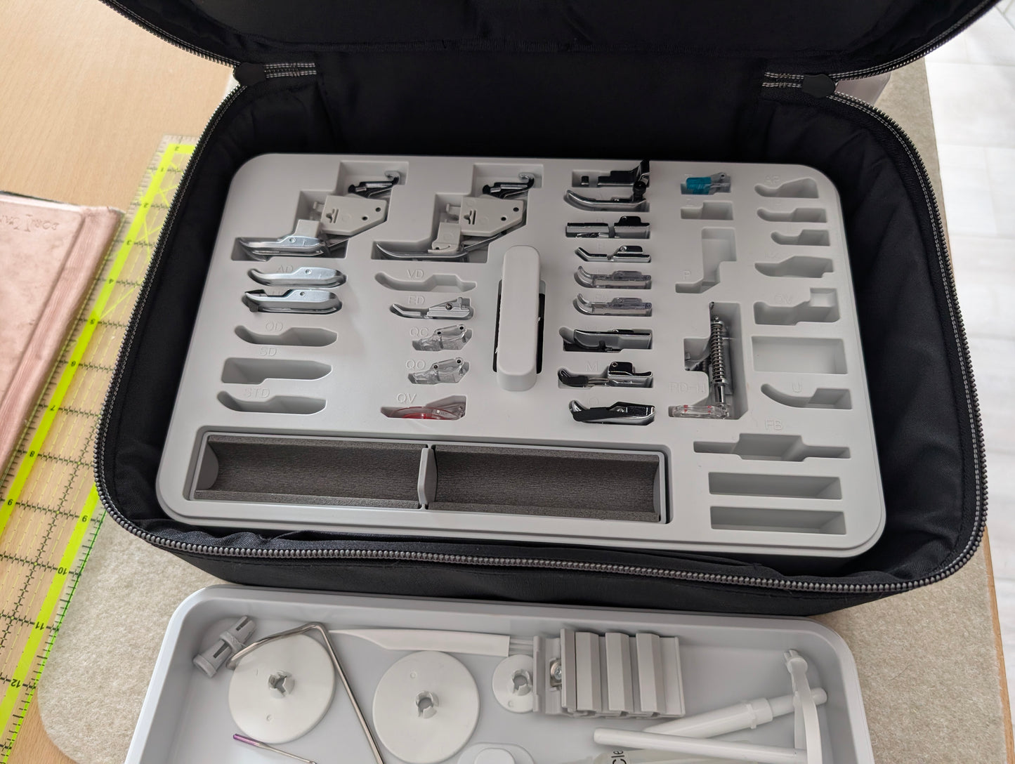 Janome sewing machine feet and accessories box