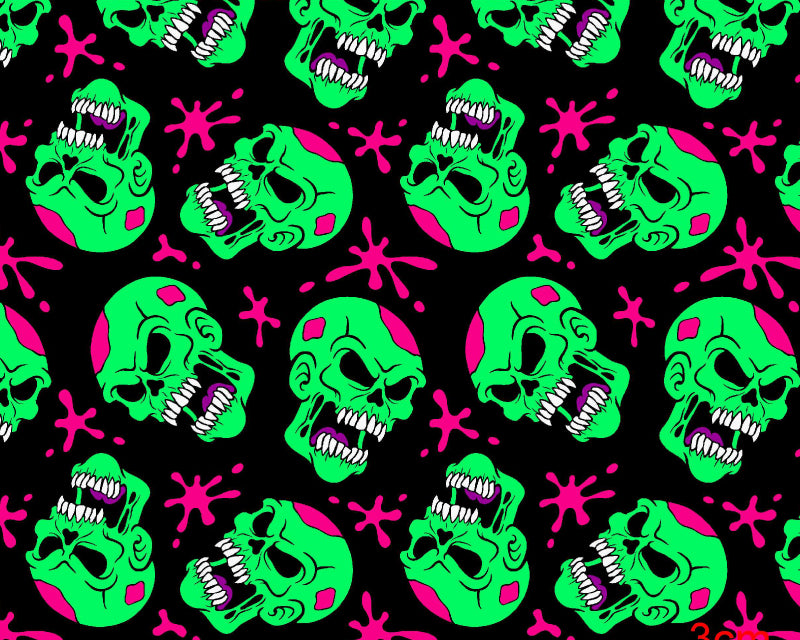 Green Skulls Polycotton