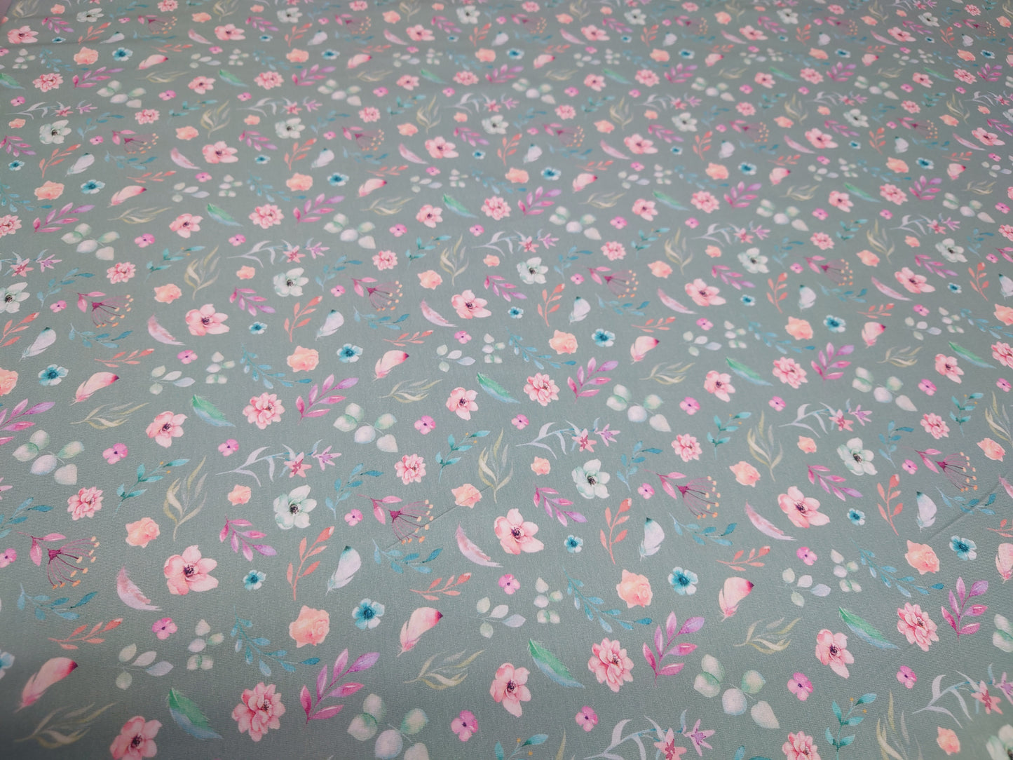 Floral watercolour Leaves Cotton Jersey