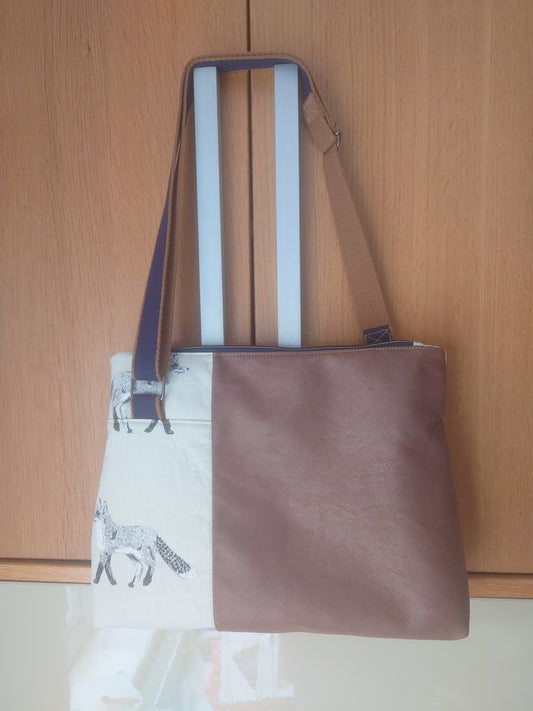Fox faux leather & cotton Handbag