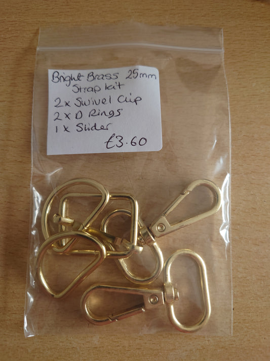 25mm Bag Strap Kit - bright brass