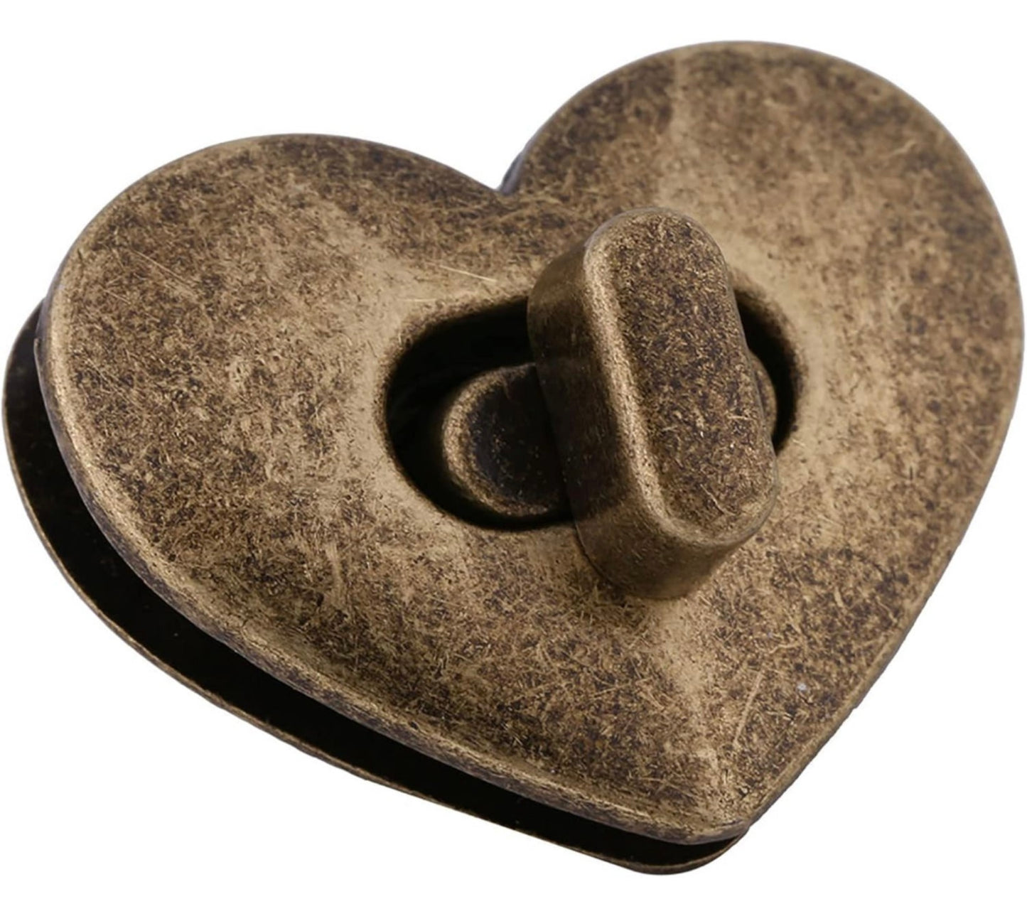 Heart twist lock bag fastening - antique brass