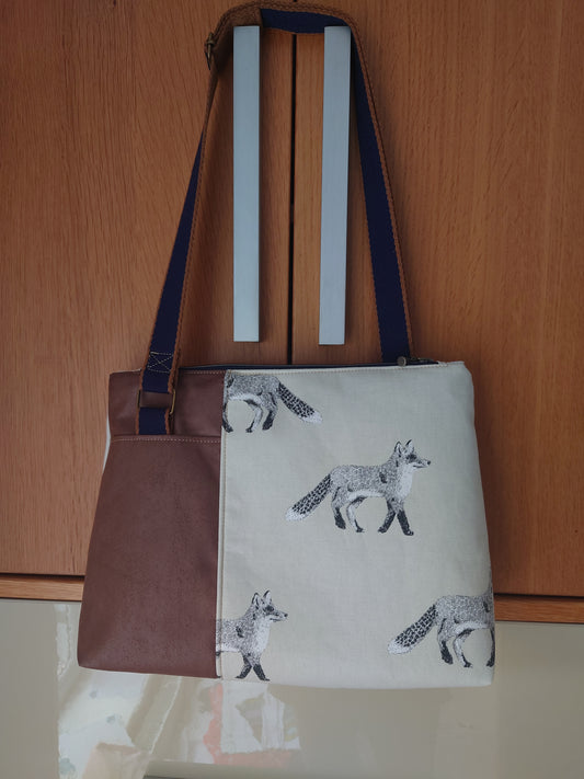 Fox faux leather & cotton Handbag