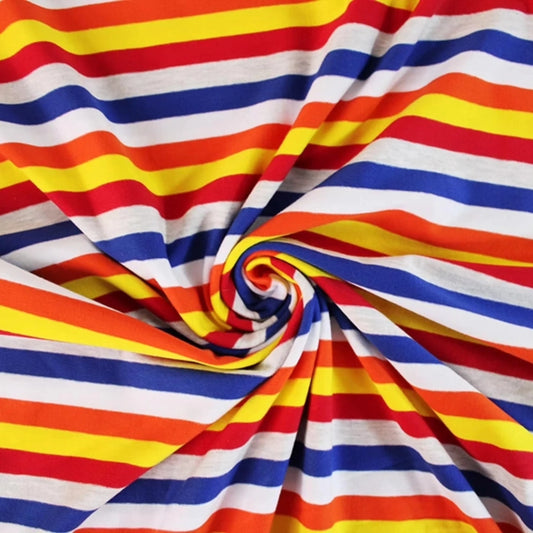 Bright Rainbow Stripe Cotton Jersey