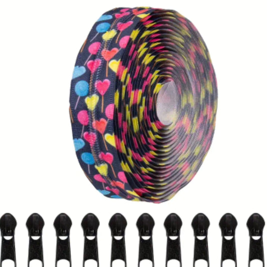 Heart Lollypops print Zipper Tape kit