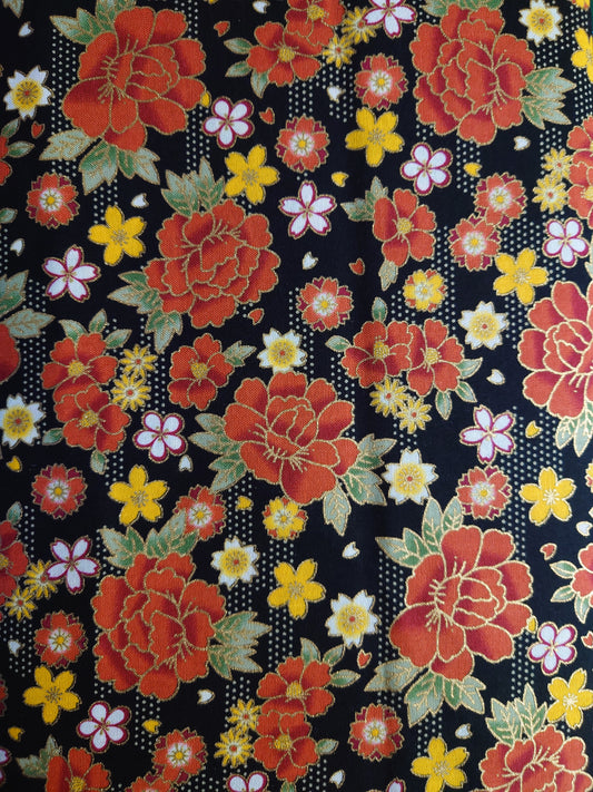 Japanese Nutex Black Floral 100% cotton