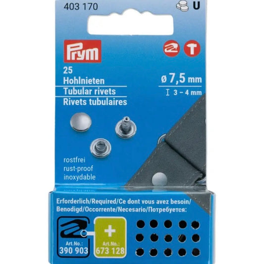 Prym 403170 tubular rivets 3-4mm silver