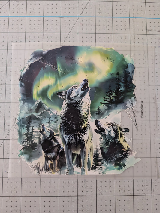 Iron on transfer - aurora wolf 7" x 7"