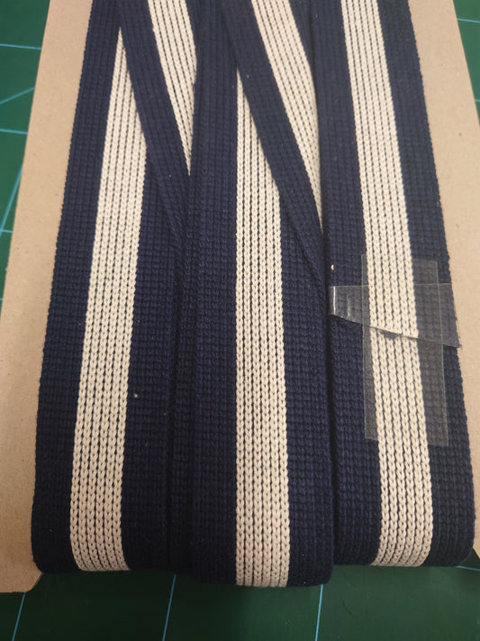 Navy/Ecru webbing 40mm wide