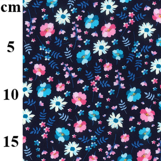 Ditsy blue/pink Floral Cotton Poplin