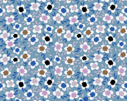 Blue floral Cotton Jersey