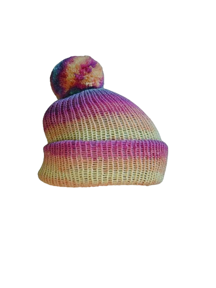 Knitted Sunset ombre bobble hat