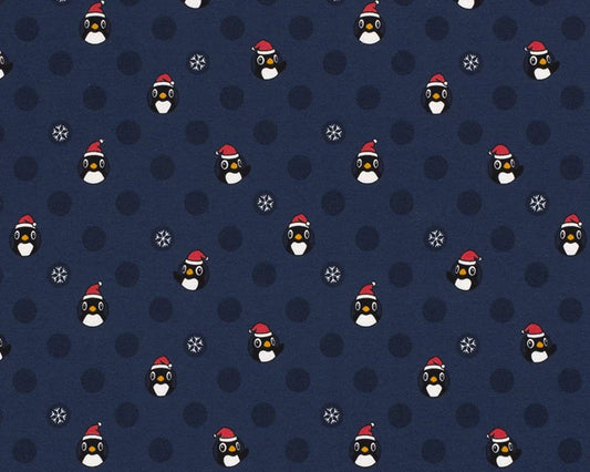 Cute Penguins Xmas Cotton Jersey
