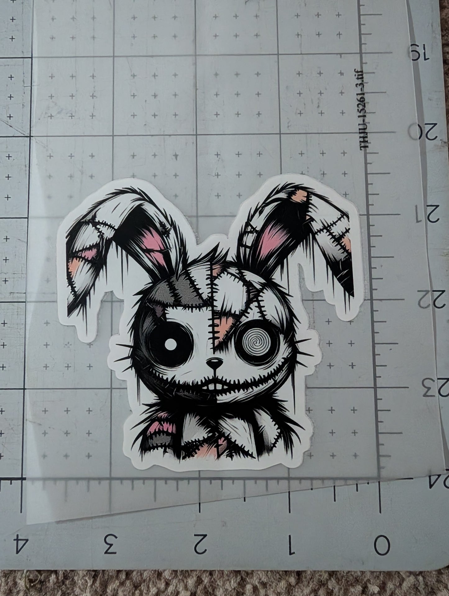 Iron on transfer - scary bunny 3.5” x 3.5"