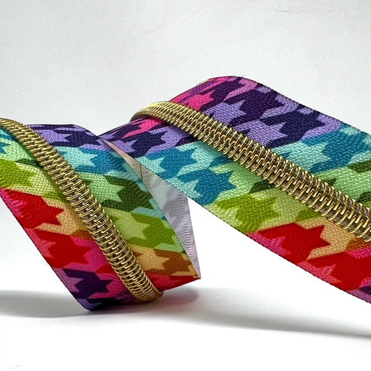 Rainbow houndstooth #5 zip tape