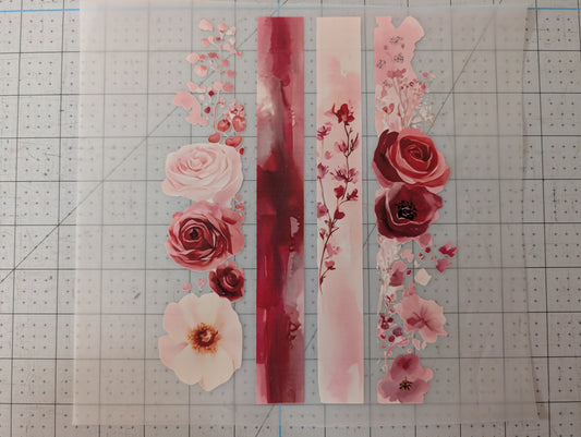 Iron on transfer - rose floral strips 9" x 9"