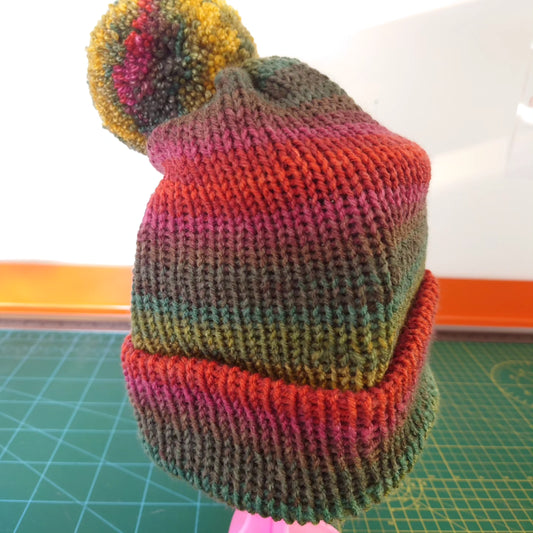 Knitted autumn ombre bobble hat