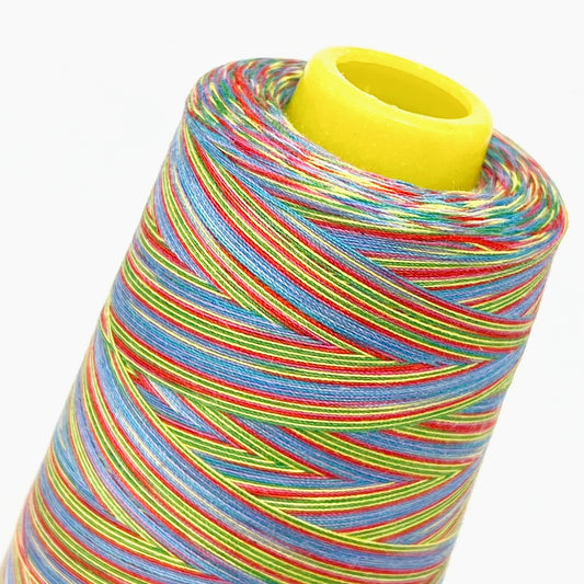 Blue/Gold/Green/Red rainbow variegated overlocker cones