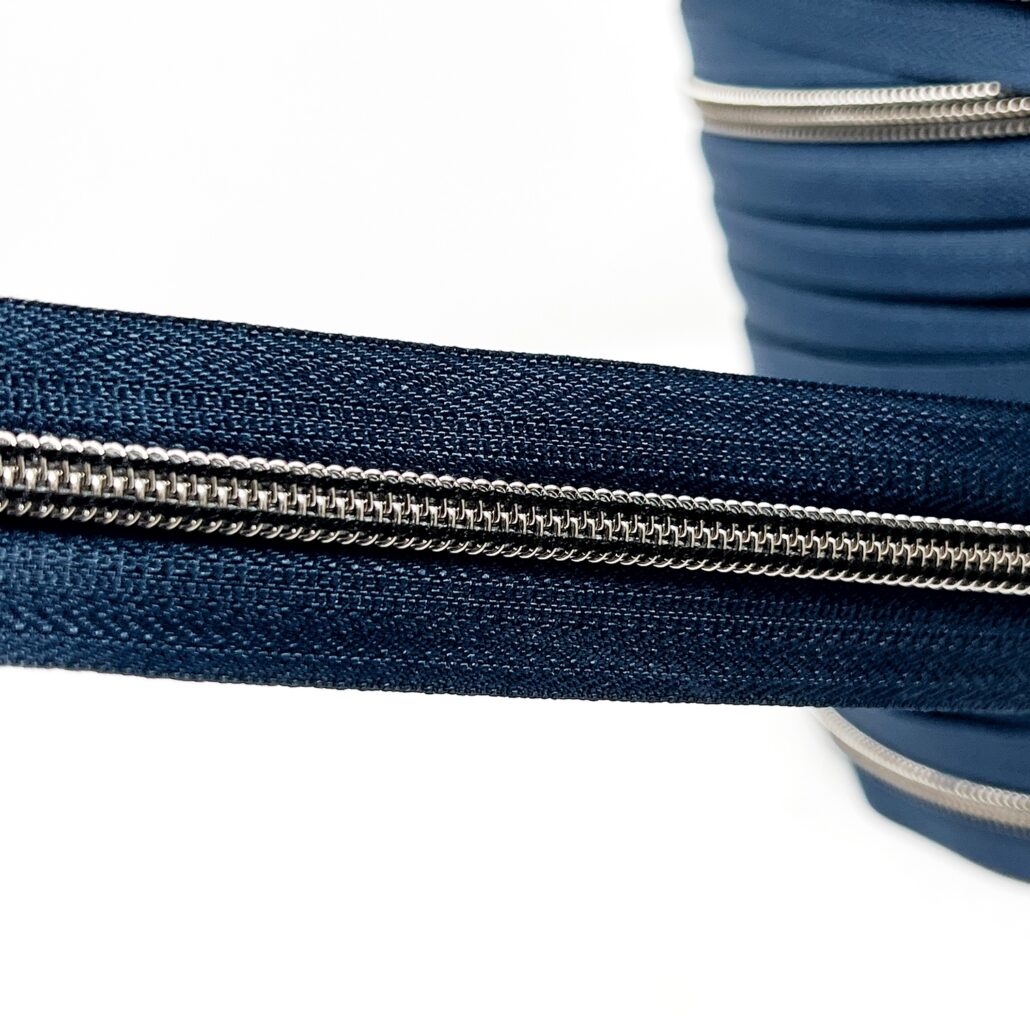 Navy Zip Tape with Gunmetal Teeth #5