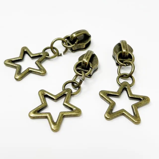 Star Antique Brass Pull Zip #5 Zip Slider