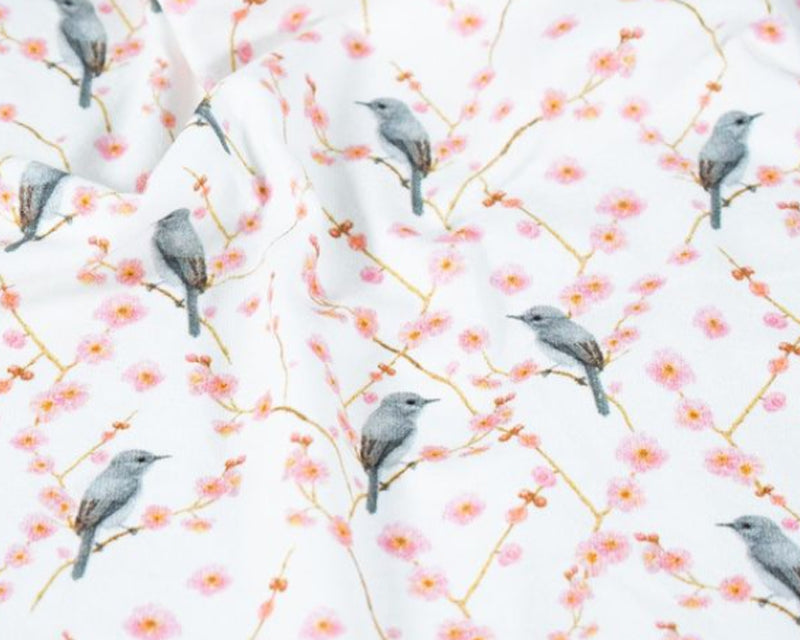 Watercolour Birds Cotton Jersey by Blooming Fabrics
