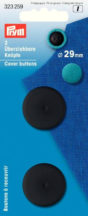 Prym Cover Buttons Black 29mm