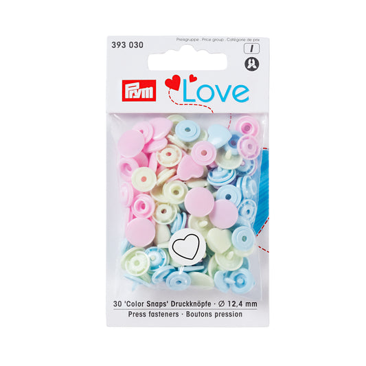 Prym Love Color press Heart 12.4mm p’pink/green/l’blu