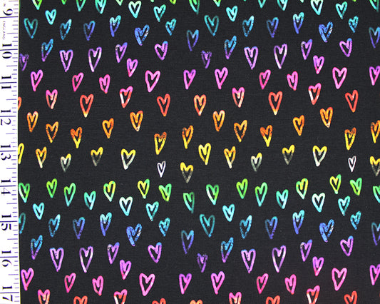 Glow Stick Hearts Cotton Jersey