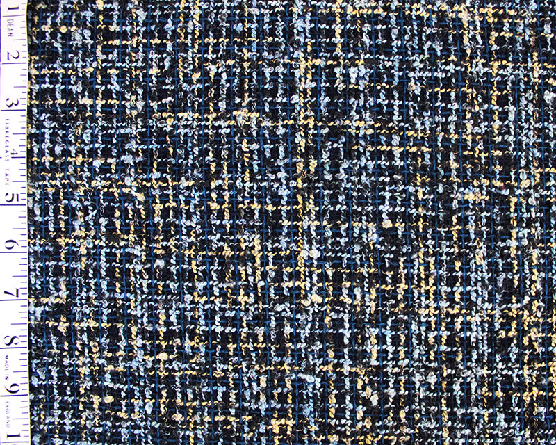 Blue Cross Hatch Bobbly Wool Mix