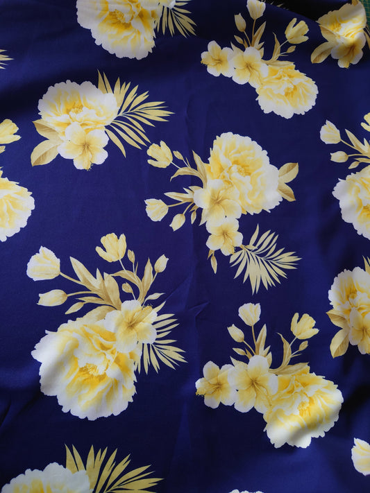 Yellow floral scuba (navy) 3m for £15