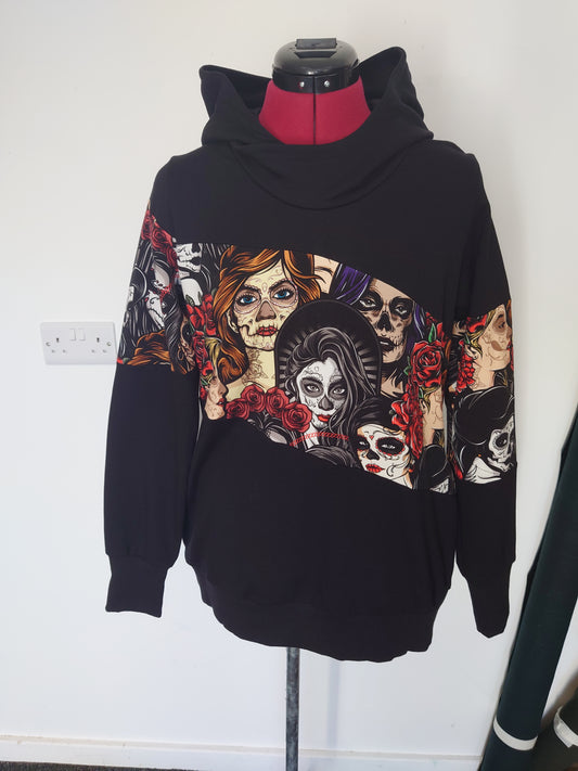Colour Block Hoodie Sugar Skulls Ladies