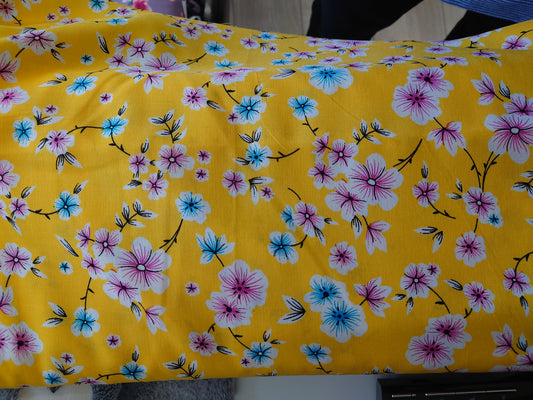 Yellow Floral Viscose