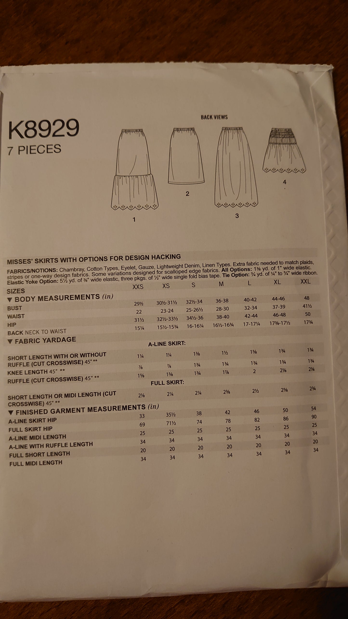 Simplicity K8929 Sewing Pattern
