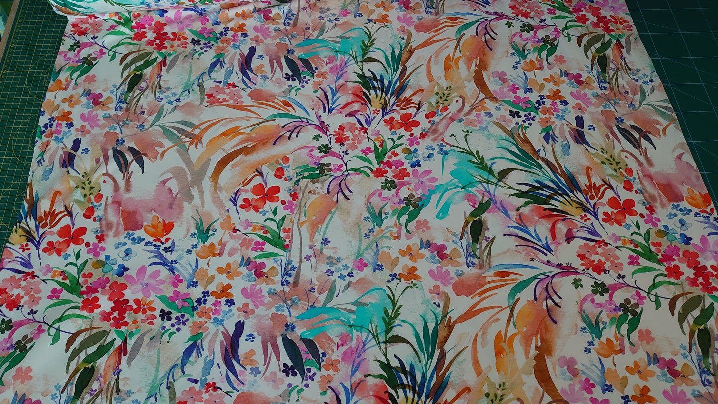 Watercolour Flowers Cotton Jersey