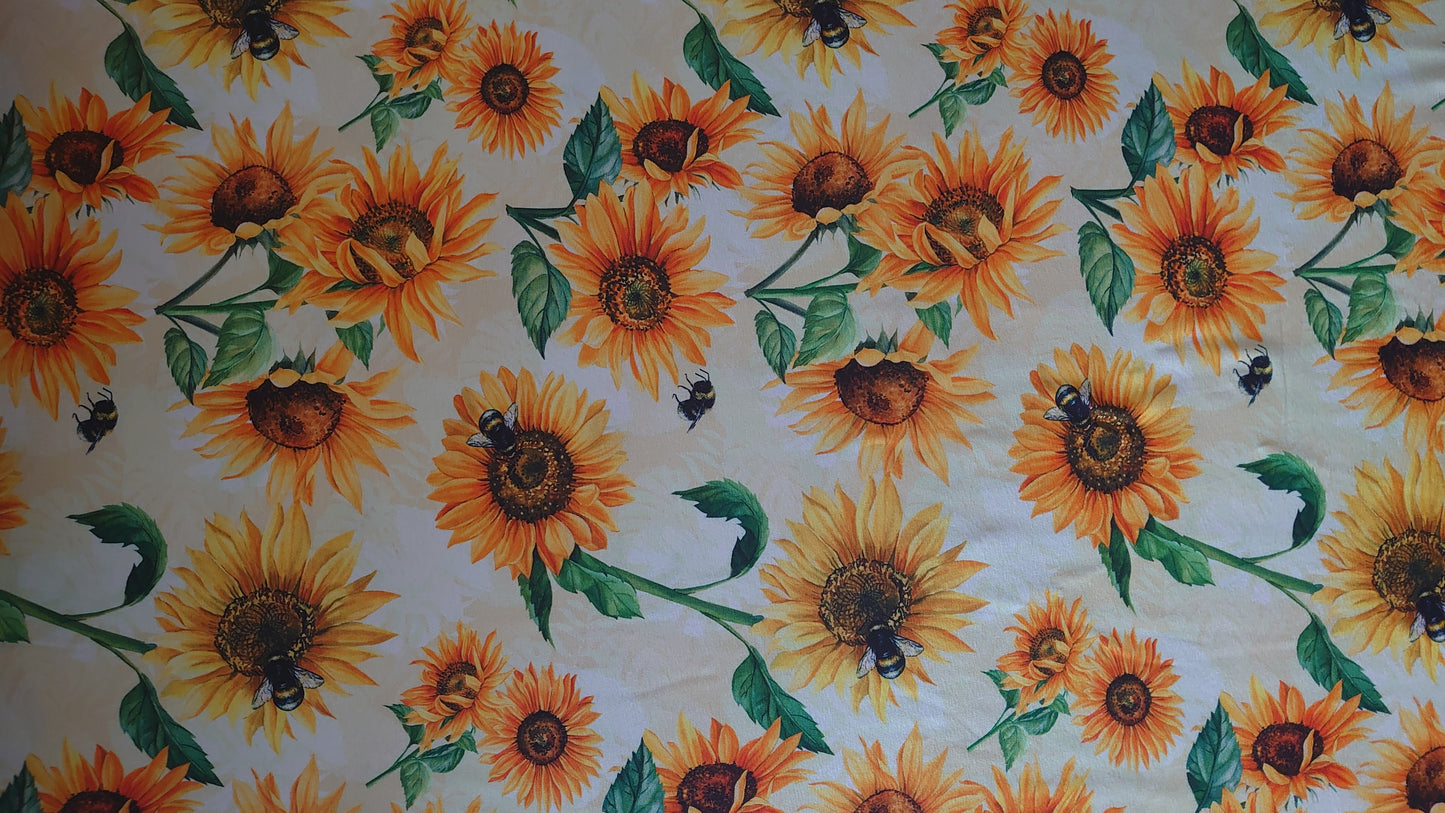 Sunflower & Bee's Cotton Jersey 2 1/2 mtr remnant *no returns*