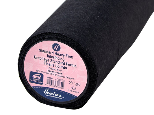 Interfacing: Standard: Heavy-Firm: Iron-on: 25m x 90cm: Black