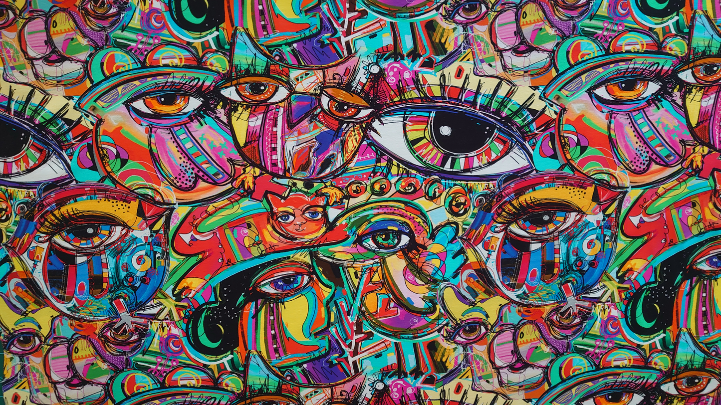 Abstract Eye Faces French Terry