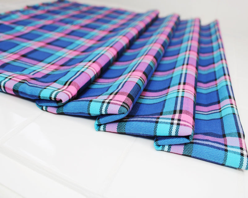 Polyviscose Tartan - Navy & Pink