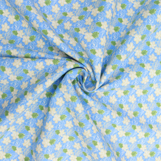 100% cotton blue floral
