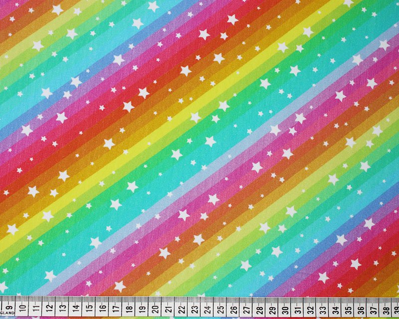 Rainbow stripe Star Cotton Jersey