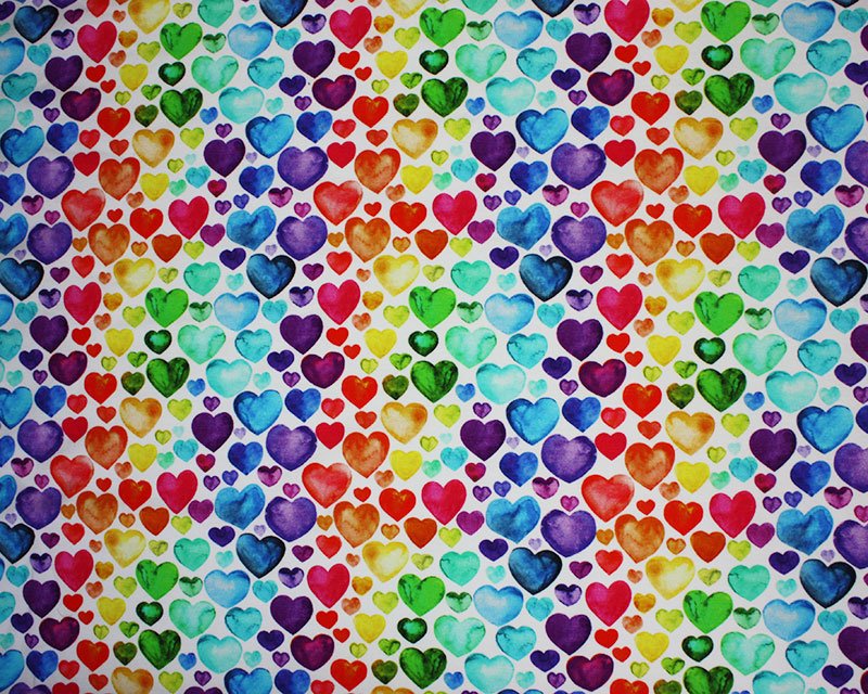 Rainbow Hearts Cotton Jersey